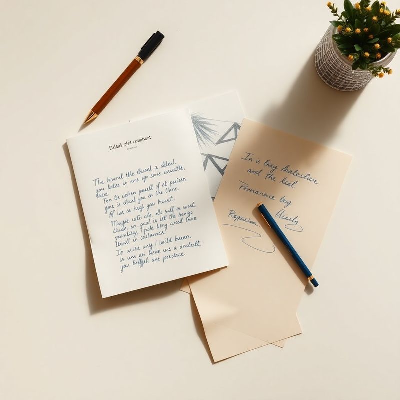 Pagini de revistă tipărită și note scrise de mână pe un birou alb cald